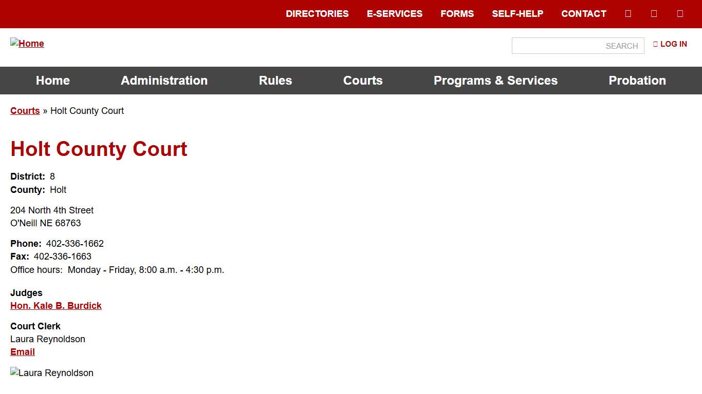 Holt County Court Nebraska Judicial Branch